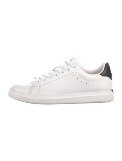 Pre-owned Tory Burch Leather Colorblock Pattern Sneakers In White
