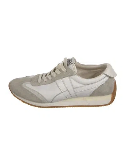Pre-owned Tory Burch Leather Colorblock Pattern Sneakers In White