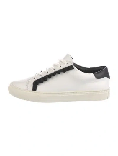Pre-owned Tory Burch Leather Colorblock Pattern Sneakers In White