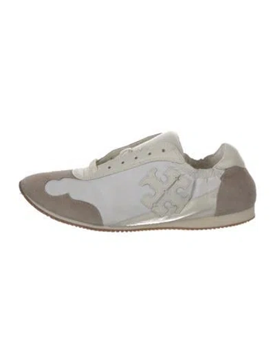 Pre-owned Tory Burch Leather Colorblock Pattern Sneakers In White