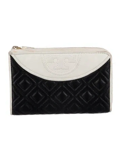 Pre-owned Tory Burch Leather Colorblock Pattern Wallet In Black
