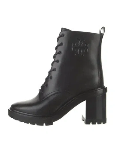 Pre-owned Tory Burch Leather Combat Boots In Black
