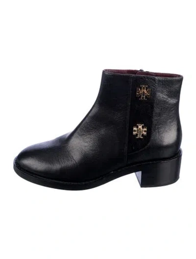 Pre-owned Tory Burch Leather Combat Boots In Black