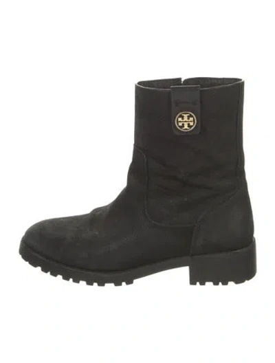 Pre-owned Tory Burch Leather Combat Boots In Black