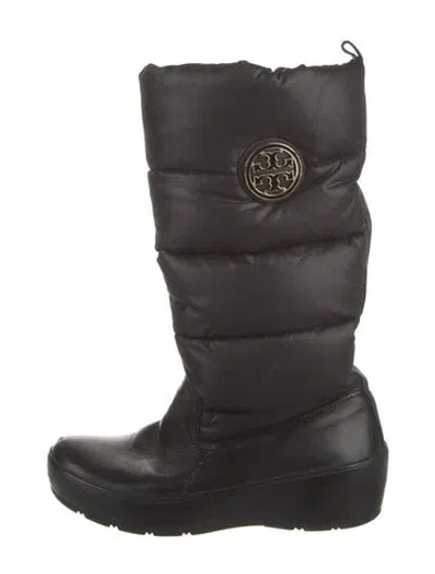 Pre-owned Tory Burch Leather Combat Boots In Black