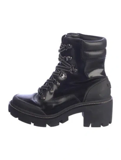 Pre-owned Tory Burch Leather Combat Boots In Black