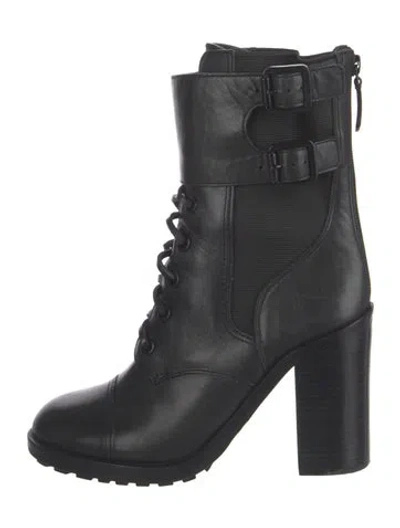 Pre-owned Tory Burch Leather Combat Boots In Black