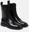 Tory Burch Leather Combat Boots In Black