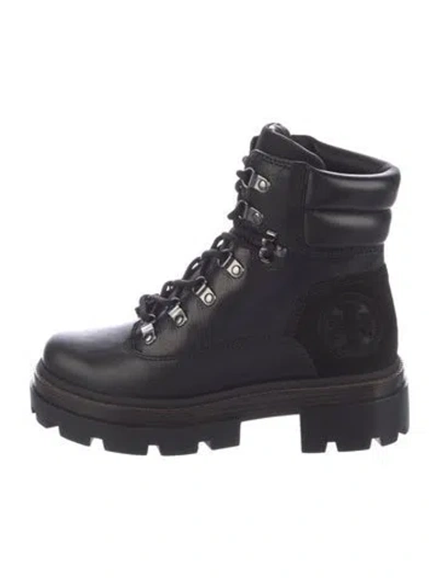 Pre-owned Tory Burch Leather Combat Boots In Blue