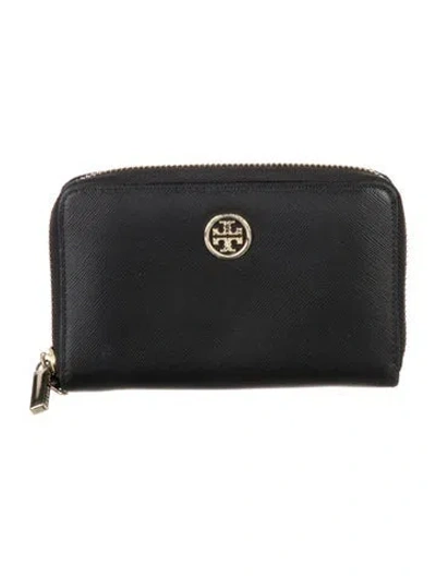 Pre-owned Tory Burch Leather Compact Wallet In Black