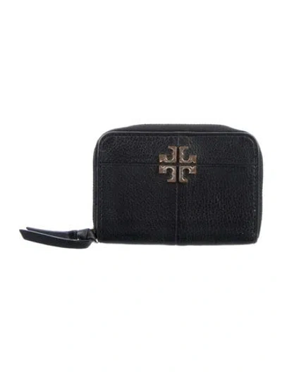 Pre-owned Tory Burch Leather Compact Wallet In Black