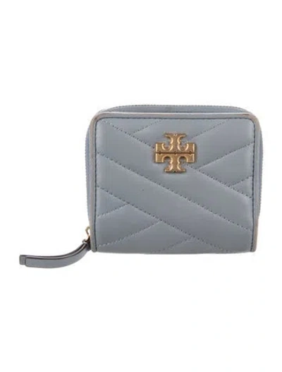 Pre-owned Tory Burch Leather Compact Wallet In Blue