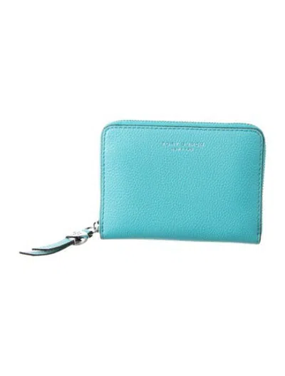 Pre-owned Tory Burch Leather Compact Wallet In Blue