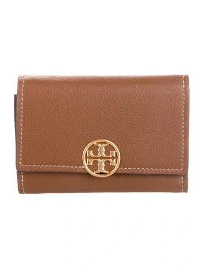 Pre-owned Tory Burch Leather Compact Wallet In Brown