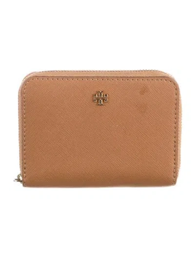 Pre-owned Tory Burch Leather Compact Wallet In Brown