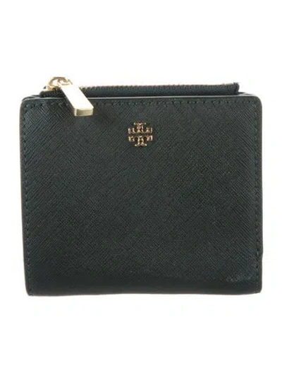 Pre-owned Tory Burch Leather Compact Wallet In Green