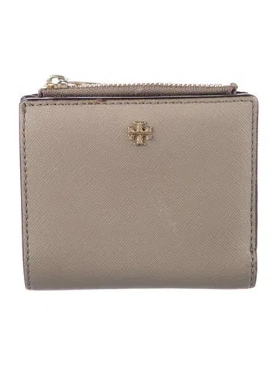 Pre-owned Tory Burch Leather Compact Wallet In Grey