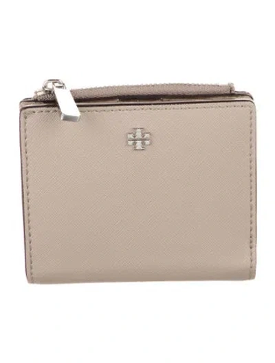 Pre-owned Tory Burch Leather Compact Wallet In Neutral