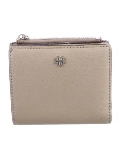Pre-owned Tory Burch Leather Compact Wallet In Neutral