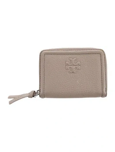 Pre-owned Tory Burch Leather Compact Wallet In Neutrals