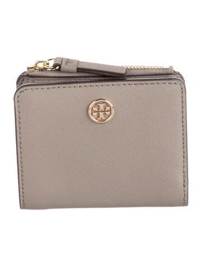 Pre-owned Tory Burch Leather Compact Wallet In Neutrals