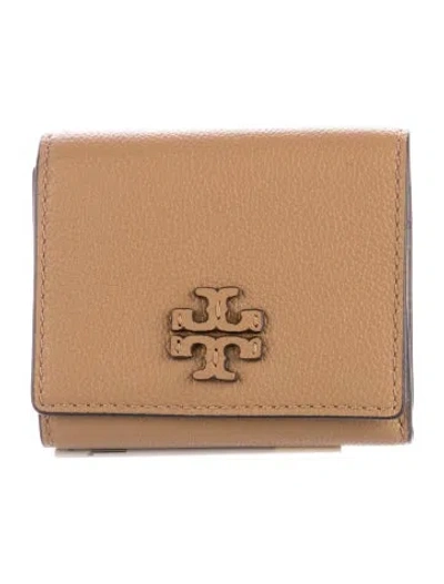 Pre-owned Tory Burch Leather Compact Wallet W/ Tags In Brown