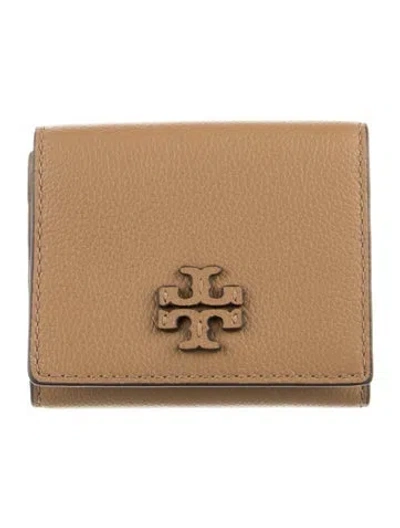 Pre-owned Tory Burch Leather Compact Wallet W/ Tags In Brown