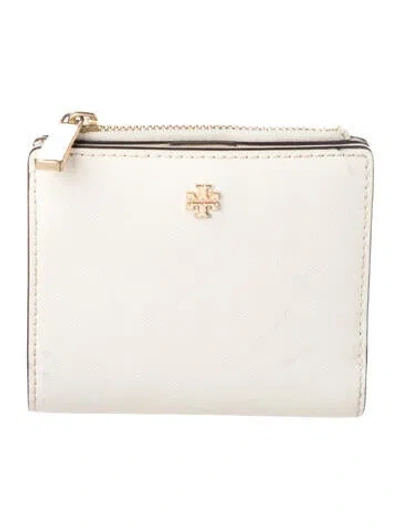 Pre-owned Tory Burch Leather Compact Wallet In White