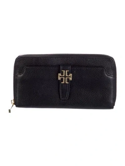 Pre-owned Tory Burch Leather Continental Wallet In Black