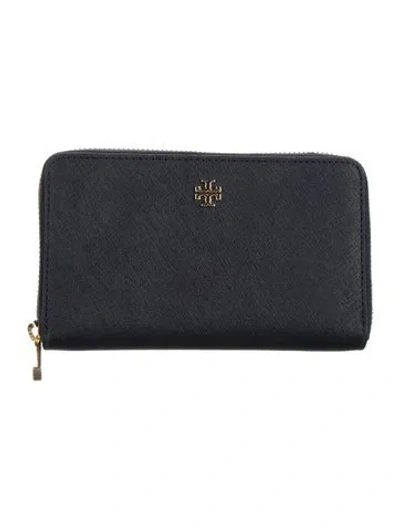 Pre-owned Tory Burch Leather Continental Wallet In Black