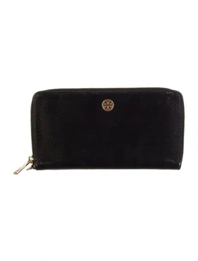 Pre-owned Tory Burch Leather Continental Wallet In Black