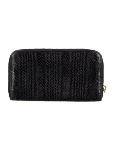 Pre-owned Tory Burch Leather Continental Wallet In Black