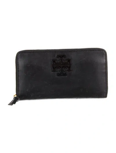 Pre-owned Tory Burch Leather Continental Wallet In Black