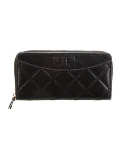Pre-owned Tory Burch Leather Continental Wallet In Black