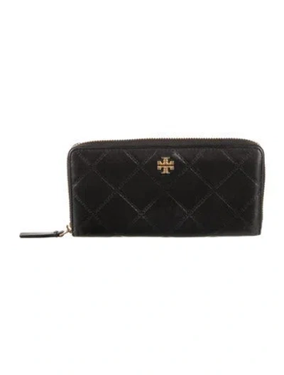 Pre-owned Tory Burch Leather Continental Wallet In Black