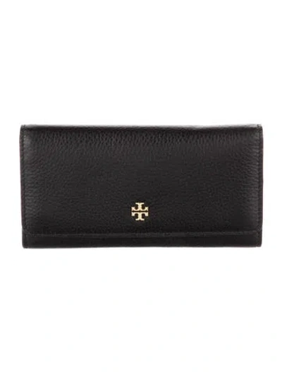 Pre-owned Tory Burch Leather Continental Wallet In Black