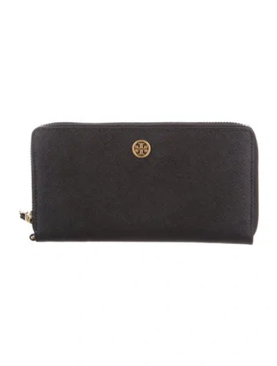 Pre-owned Tory Burch Leather Continental Wallet In Black