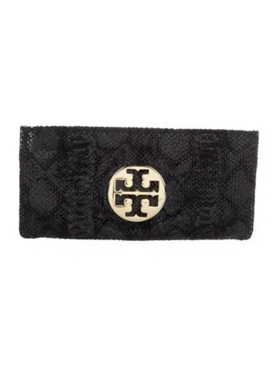 Pre-owned Tory Burch Leather Continental Wallet In Black