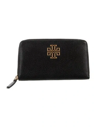 Pre-owned Tory Burch Leather Continental Wallet In Black