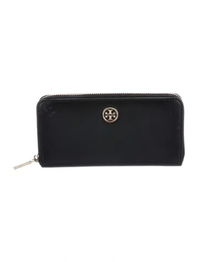 Pre-owned Tory Burch Leather Continental Wallet In Black