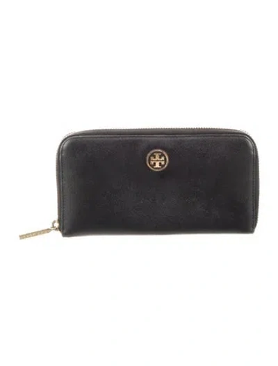 Pre-owned Tory Burch Leather Continental Wallet In Black