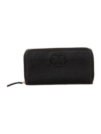 Pre-owned Tory Burch Leather Continental Wallet In Black