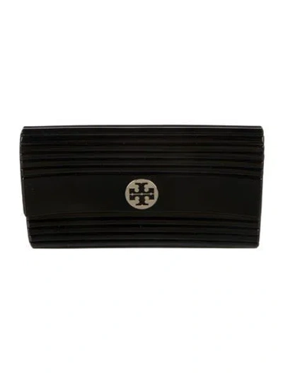 Pre-owned Tory Burch Leather Continental Wallet In Black