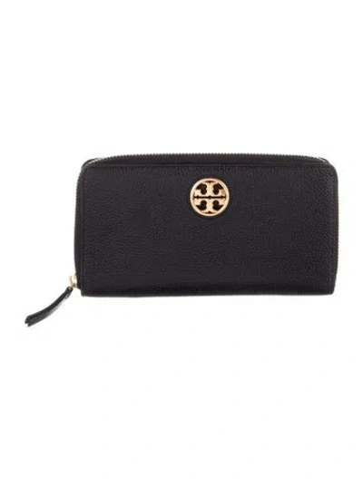 Pre-owned Tory Burch Leather Continental Wallet In Black
