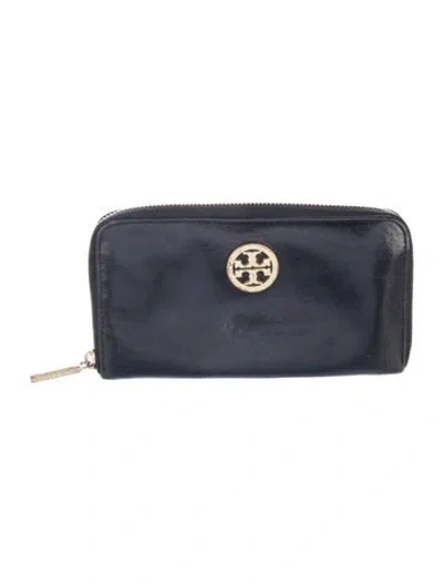 Pre-owned Tory Burch Leather Continental Wallet In Black