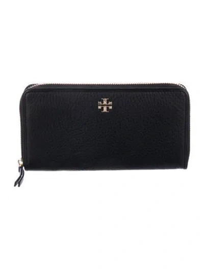Pre-owned Tory Burch Leather Continental Wallet In Black