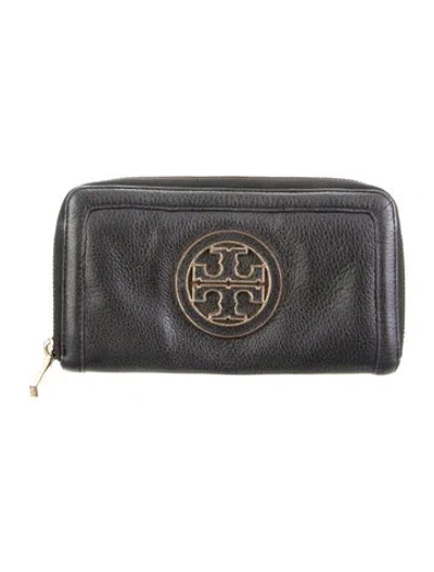 Pre-owned Tory Burch Leather Continental Wallet In Black