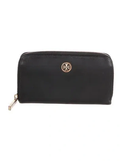 Pre-owned Tory Burch Leather Continental Wallet In Black