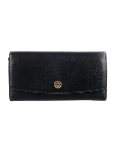 Pre-owned Tory Burch Leather Continental Wallet In Black