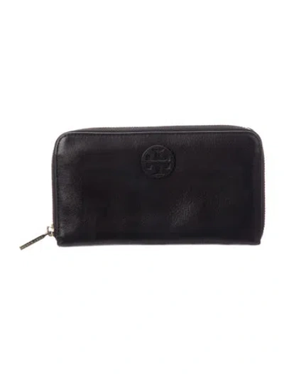 Pre-owned Tory Burch Leather Continental Wallet In Black